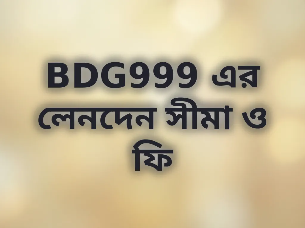 BDG999 এর লেনদেন সীমা ও ফি